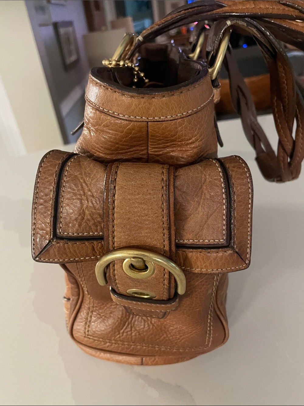 Vintage Coach Y2K MIA SoHo Pebbled Whiskey Leather Tote 10049 - Picture 2 of 16